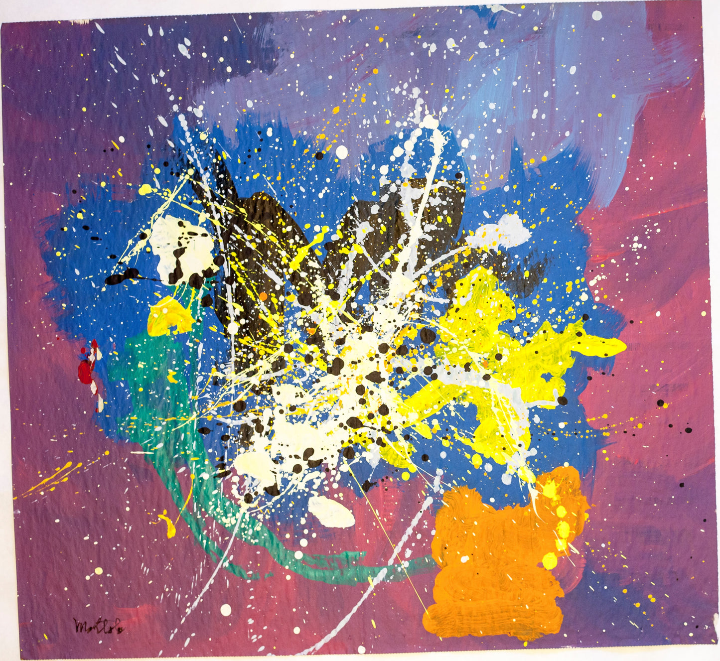 Fil Mottola Abstracts 24 X 24 On Newspaper Signed Valente Private Collection